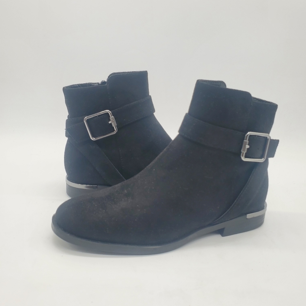 Nine West Faux Micro Suede Ankle Boots Size 6.5 Black